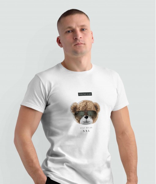 Мъжка тениска с щампа Мечета Stay relax bear
